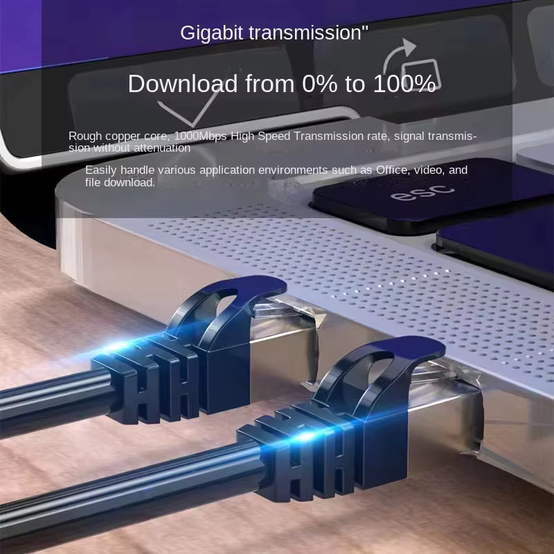 Cat6 Ethernet-Kabel mit RJ45-Stecker für LAN-Netzwerkverbindungen und IP-Sicherheit, Schwarz - Bild 2