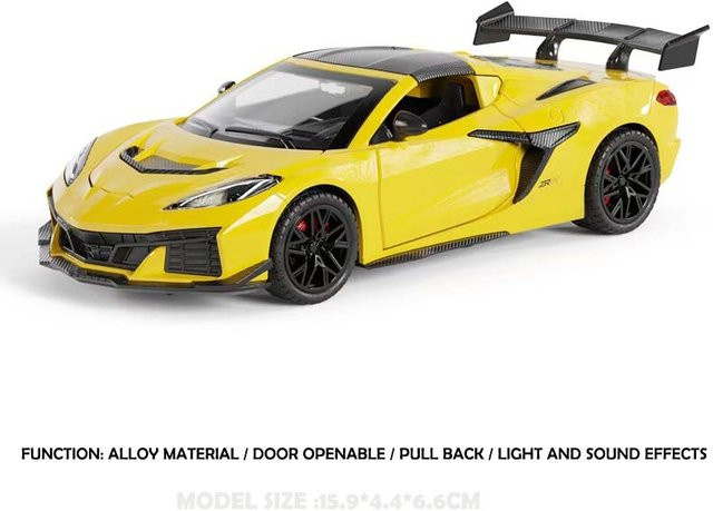 Linyi Toy Car Corvette C8 Zr1X Rennwagen, 1:32 Maßstab, mit Sound und Licht, ab 14 Jahren - Bild 1