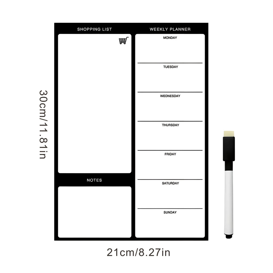 2 wiederverwendbare magnetische Kühlschrank-Notizblöcke als Whiteboard-Einkaufslistentafel in Weiß inklusive 1 löschbarem Stift - Bild 2