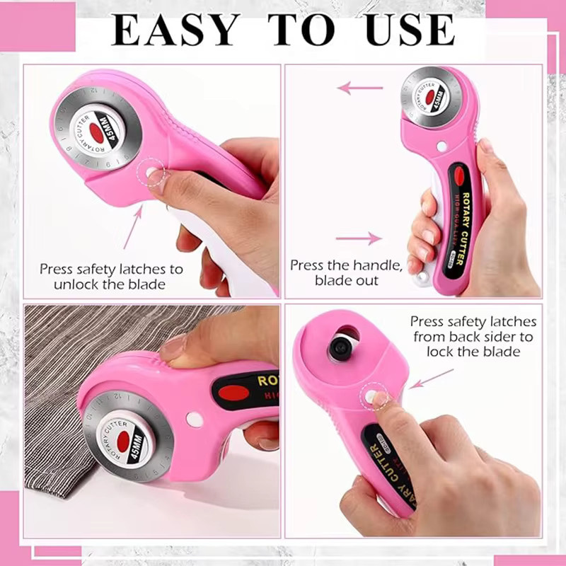 Ergonomischer 45-mm-Drehschneider mit Sicherheitsverriegelung in Pink - Bild 2