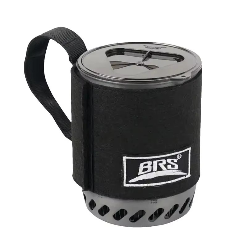 BRS 61 Jet Boil Camping Kocher mit Wärmetauscher, tragbarer Gasherd für Camping und Backpacking, Schwarz/Edelstahl - Bild 2