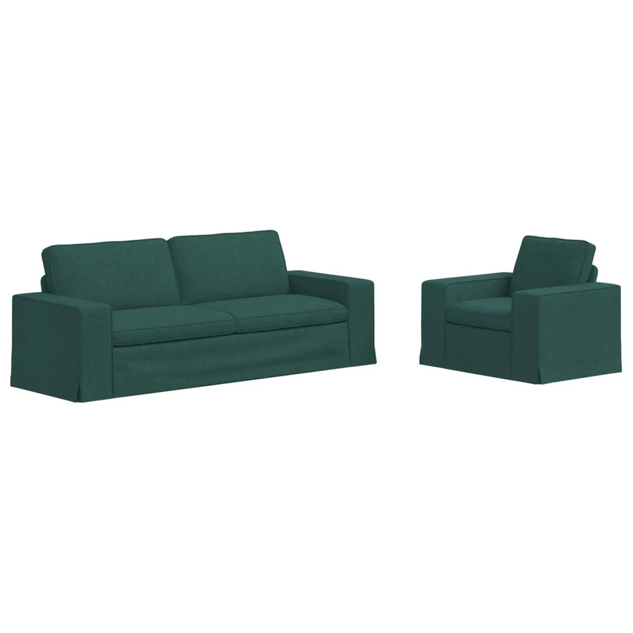 vidaXL Sofa 2-teilig Dunkelgrün Stoff mit Metallrahmen B/T/H: 222 x 80 x 82 cm und 103 x 80 x 82 cm - Bild 2