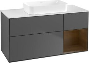 V&B Waschtischunterschrank Finion in Anthrazit matt mit Walnuss, B/T: 120 x 60 cm - Bild 1