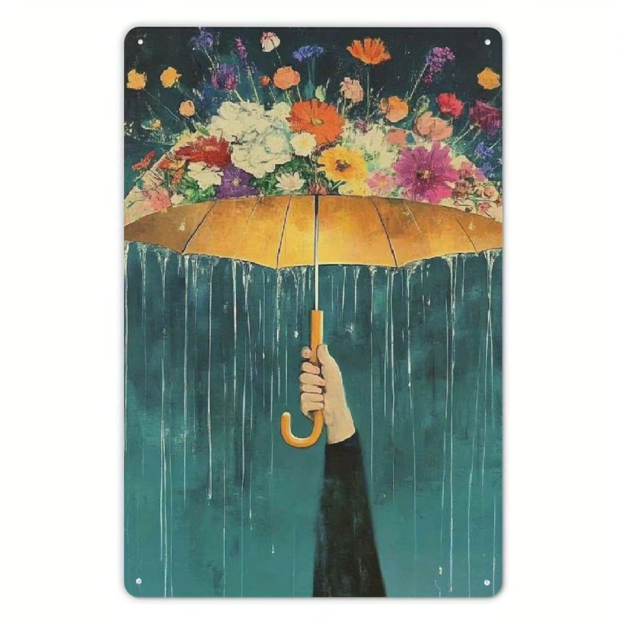 Vintage Floral Metall Blechschild CIFBUY Retro Wandschild Botanisches Design Mehrfarbig B: 20,32 cm, H: 30,48 cm - Bild 3