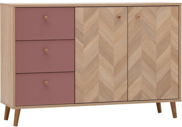 Schildmeyer Sideboard Visby Eiche Nachbildung Mauve Fischgräten B/H/T: 109 x 63,9 x 33,05 cm - Bild 1