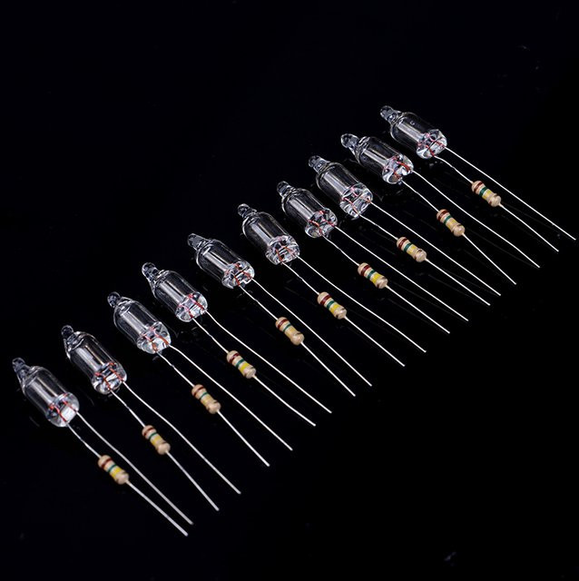 20 Stück JETTING Neon-Anzeigelampen mit Widerstand für 220V, transparente Glühlampen aus Glas, Maße: 6 x 16 mm - Bild 1
