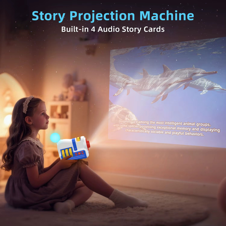 AUSYLE Story-Projektionsmaschine mit Nachtlicht und 4 Audio-Story-Karten in Bunt für Kinder ab 3 Jahren - Bild 2