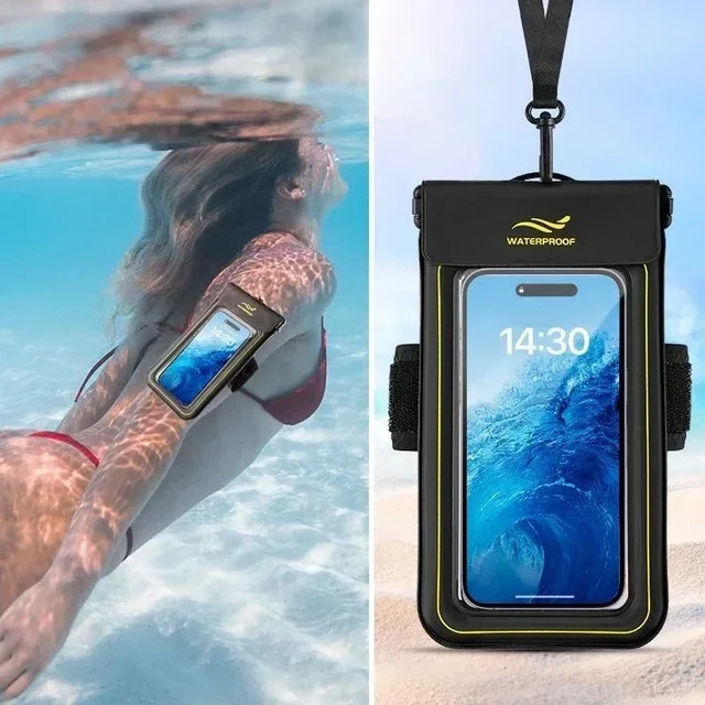 HAISSKY Wasserdichte Armband Handy Tasche für iPhone 17 16 15 14 13 Pro Max Plus in Schwarz mit Schwimmfunktion zum Schwimmen und Tauchen - Bild 1
