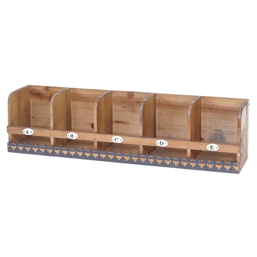 BERLINLODGE Wandregal aus Massivholz Tanne im Shabby-Look, Farbe Braun/Schwarz, H x B x T: 71 x 18 x 16 cm - Bild 2