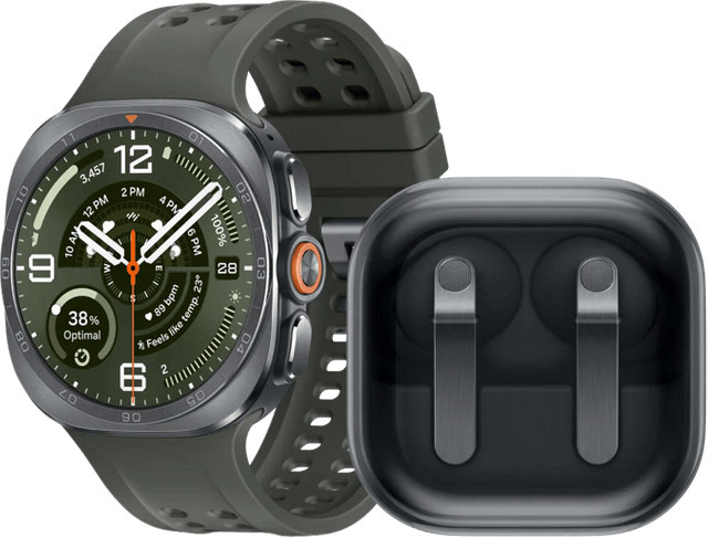 Samsung Galaxy Watch Ultra 2 5G Titan Silber/Grün 47 mm und Samsung Galaxy Buds4 Pro Schwarz im Set - Bild 1