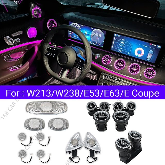 Drehbare 3D/4D LED-Lüftungsschlitze für Mercedes Benz W213 W238 E-Klasse und E-Coupé mit 64 Farben zur Innenraumbeleuchtung in Multicolour - Bild 1