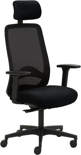 Mayer Sitzmöbel Drehstuhl mit Kopfstütze und Armlehnen aus Leder in Schwarz, B/H: 70 x 63 cm - Bild 1