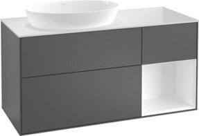 V&B Waschtischunterschrank Finion mit Wandbeleuchtung, Farbe Grau lackiert, Breite: 120 cm, Tiefe: 50,1 cm, Höhe: 50,1 cm - Bild 1