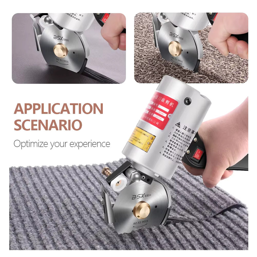 Elektrische Handheld-Schneidemaschine für Stoff, Kleidung und Leder in Silber und Grau mit Rundmesser aus Metall - Bild 2