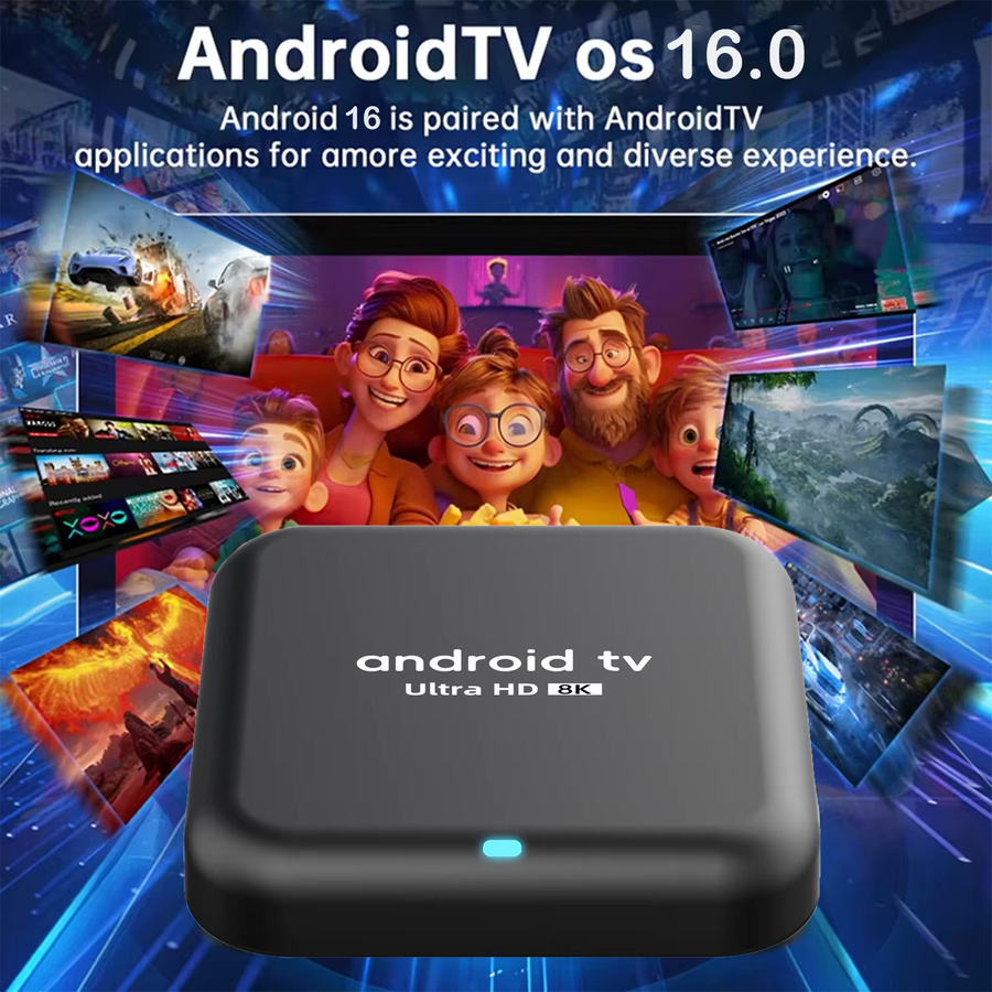 Smart TV Box Android 16 Q18 Media Player mit RK3518 Prozessor, 8K Video, Dual Wifi 5G/Wifi6, Bluetooth 6.0 und Google Assistant, Schwarz - Bild 3