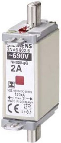 Siemens Sicherungseinsatz 3NA6802-6, Größe 0, 2A, 690V, 3er-Pack - Bild 1
