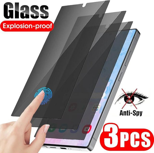 3er-Pack Anti-Spionage Displayschutz aus gehärtetem Glas für Samsung Galaxy S26 S25 S24 S23 S22 S21 S20 Ultra Plus FE Note20 transparent - Bild 1