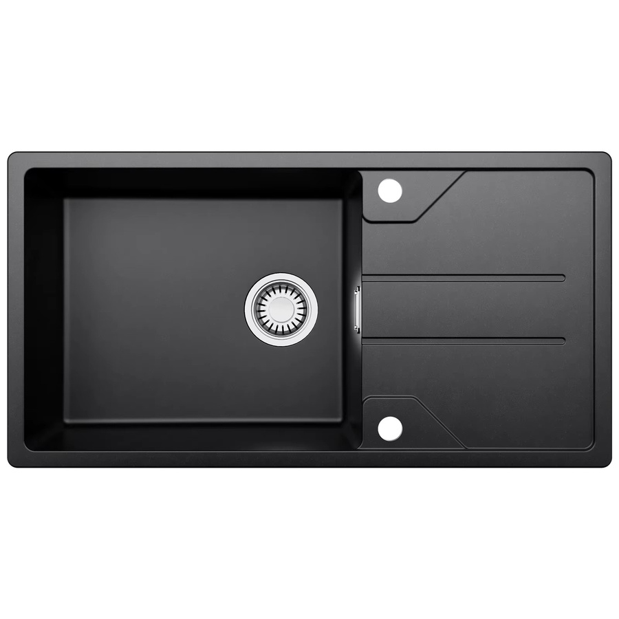 CECIPA max Küchenspülbecken aus Granit-Verbundwerkstoff in Schwarz, 1-Fach-Unterbau-Spüle mit Abtropffläche, B: 86 cm, T: 45 cm - Bild 2