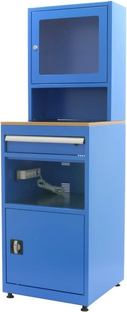 PROREGAL Industrie-PC-Schrank AMEGO Computerschrank mit Schließfach und Stauraum, Blau, H x B x T: 170 x 56 x 57 cm - Bild 1