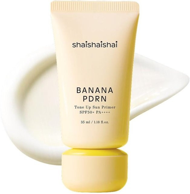 shaishaishai Banana PDRN Tone Up Sun Primer LSF 50+, 35 ml, White - Bild 1