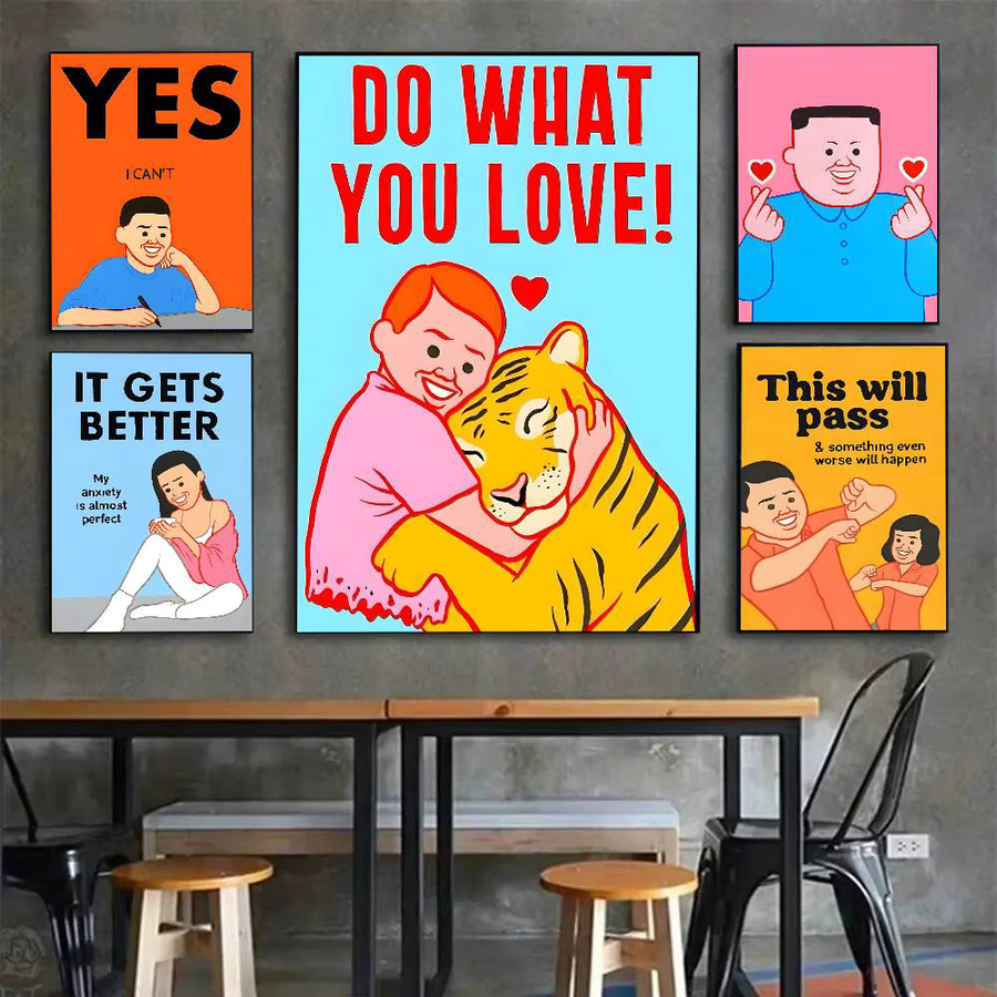 Lustige Posterkunst J-Joan C-Cornella in Multicolor, rechteckiges Wandbild für Wohnzimmer und Schlafzimmer, ohne Rahmen - Bild 4