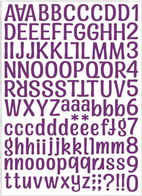 Selbstklebende Buchstaben- und Zahlenaufkleber aus Vinyl von Binchi Outdoor Product in Bunt und Lila, B/H: 29 x 21 cm - Bild 1