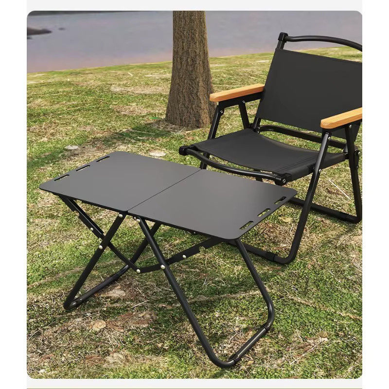 LIUSHADUOLA Klappbarer Campingtisch aus Metall in Schwarz, Rechteckiger Outdoor-Picknicktisch für Garten und Camping - Bild 4