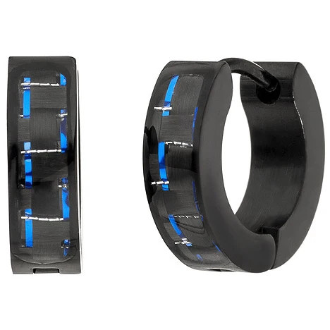Colfem Creolen Edelstahl, schwarz beschichtet, Carbon blau, Unisex - Bild 1