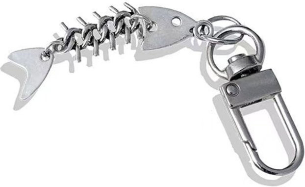 JAVRICK Schlüsselanhänger Fischgräten-Charm, Metall, Silber, Unisex - Bild 1