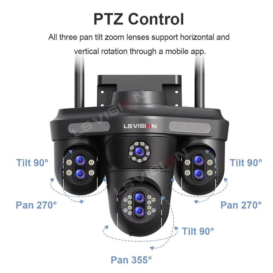 LS VISION WiFi IP Überwachungskamera für den Außenbereich mit 35 MP, 10X Zoom, Nachtsicht und PTZ-Funktion, Schwarz - Bild 4