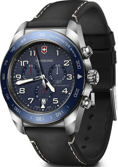 Victorinox Chronograph, Lederarmband, Blau, Quarz, 42 mm, Herren - Bild 3