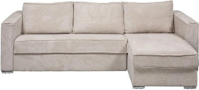Vente-unique Schlafsofa Loreto in Beige, modernes L-Shape Ecksofa mit Cord-Bezug, Breite: 298 cm - Bild 1