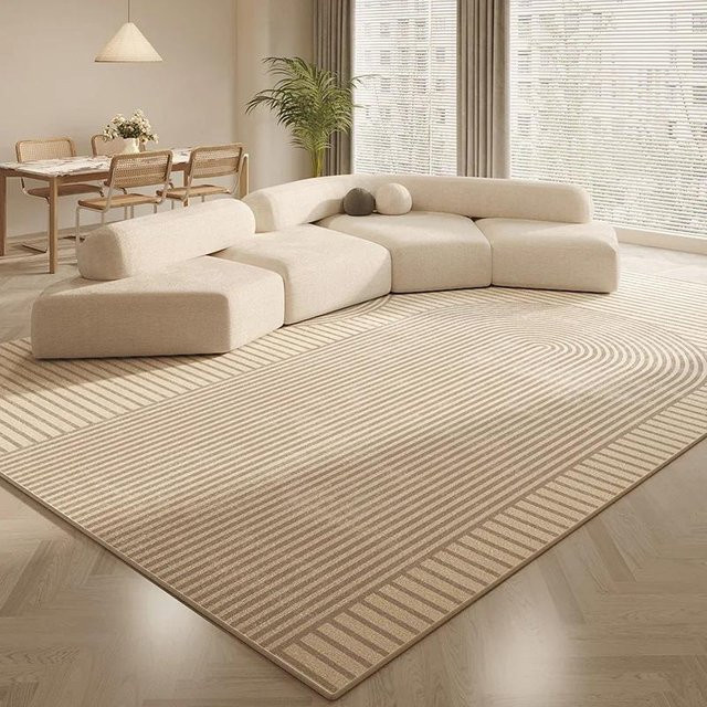 Moderner minimalistischer Teppich in Beige, weich und rutschfest, schmutzabweisend und waschbar, B/T: 200 x 230 cm - Bild 1