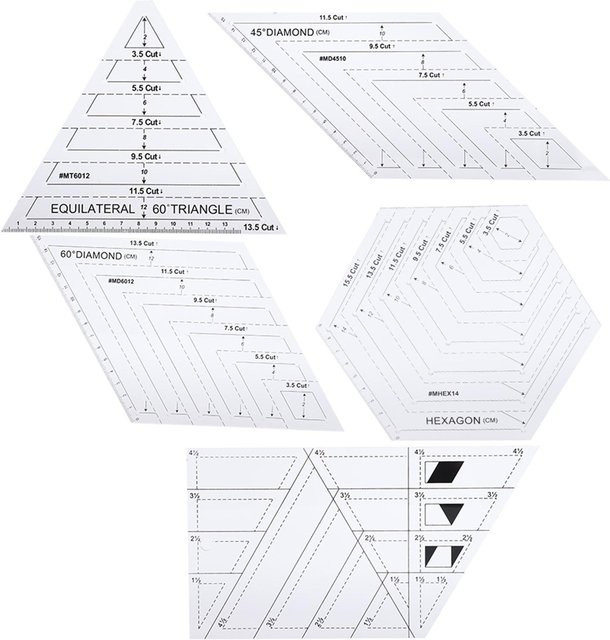 GoolRC 5er Set Patchwork Lineal Quilten Vorlagen Transparent Weiß für Nähen und Schneiden DIY Handwerk Werkzeuge - Bild 1