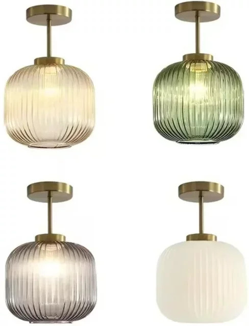 ZCTOP Retro Deckenleuchte Laternen-Design aus Glas und Metall in Gold/Messing mit transparentem Glas für Wohnzimmer, Schlafzimmer, Flur oder Balkon - Bild 1
