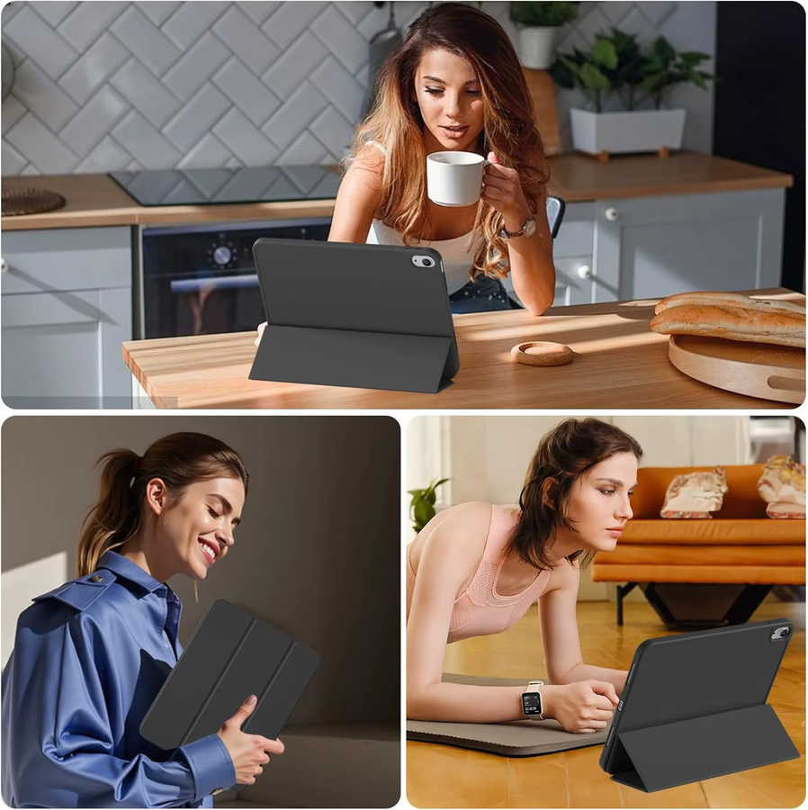 QIJUN Magnetische Flip-Stand Tablet-Hülle mit weicher Rückseite für iPad Pro, Air und Mini in Blau - Bild 5