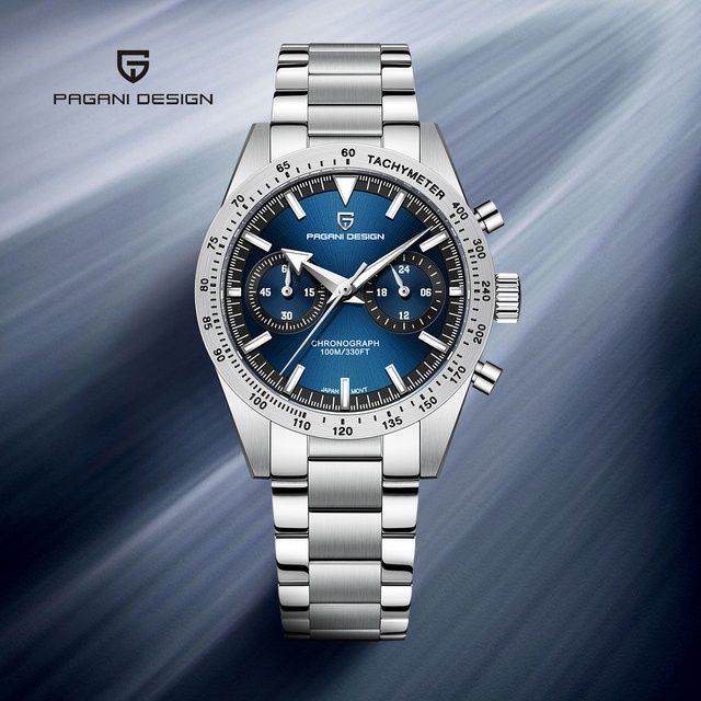 PAGANI DESIGN Chronograph, Quarz, Edelstahl, Blau, Saphirglas, Herren - Bild 1