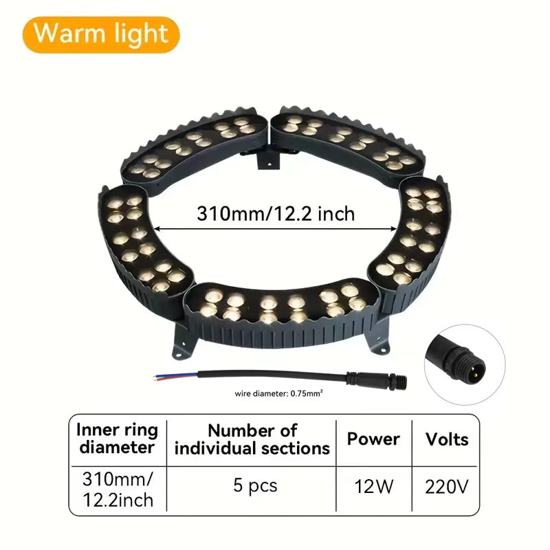 Burhui 5er Set LED-Baumumarmungslampen für den Außenbereich, IP65 wasserdichte Landschaftsstrahler in Warmweiß, Schwarz - Bild 6