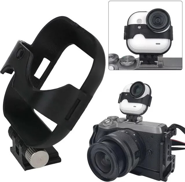 CQT Blitzschuh Expansion Halterung und verstellbarer Adapter für Insta360 GO Ultra und DSLR Kameras in Schwarz - Bild 1