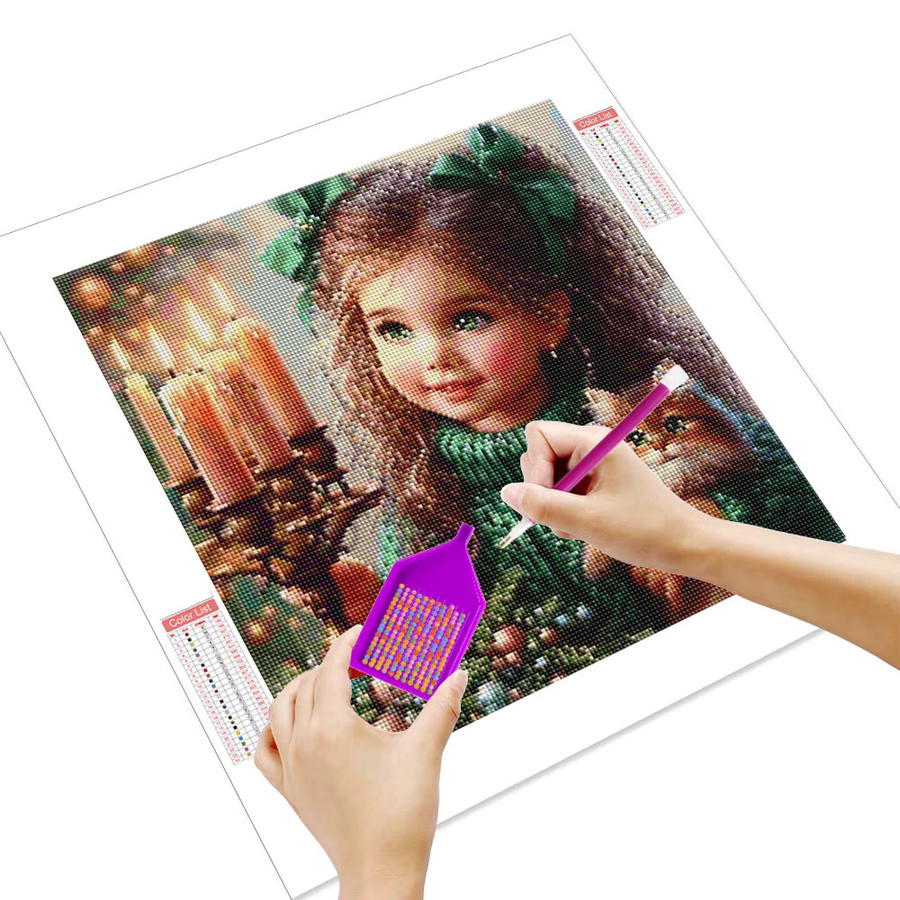 HUACAN Diamant-Malerei DIY Set mit Winterszene und Katze, 5D Diamant-Stickerei Wandteppich mit Full Round Steinchen - Bild 2