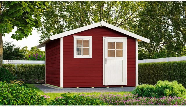 WEKA Gartenhaus 123 Gr.5 mit Satteldach aus Massivholz in Schwedenrot, B/H/T: 390 x 247 x 325 cm - Bild 1