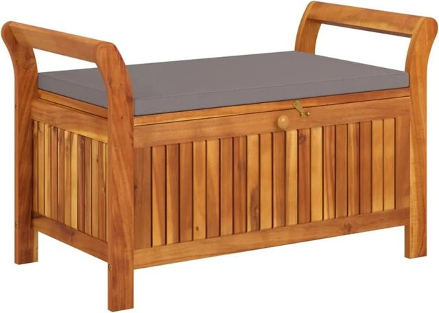 vidaXL Garten-Truhenbank aus Akazien-Massivholz mit Kissen in Braun, B/T/H: 110 x 50 x 60 cm - Bild 1