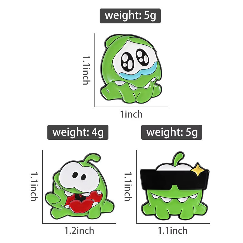 Om Nom Emaille-Anstecknadel, grünes Monster, Brosche - Bild 2