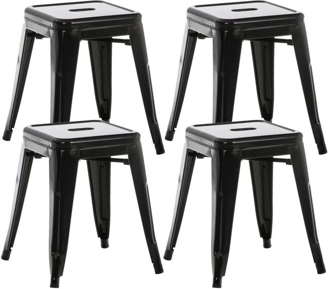 CLP 4er Set Hocker Armin Schwarz stapelbar aus Metall im Industrial Design - Bild 1