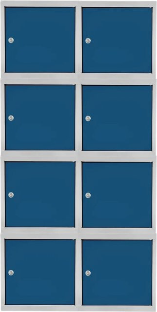 PROREGAL Blocky Schließfachwürfel Set aus 8 Einheiten mit Zylinderschloss und 2 Schlüsseln, Farbe: Lichtgrau/Blau, B/T/H: 40 x 40 x 40 cm - Bild 1