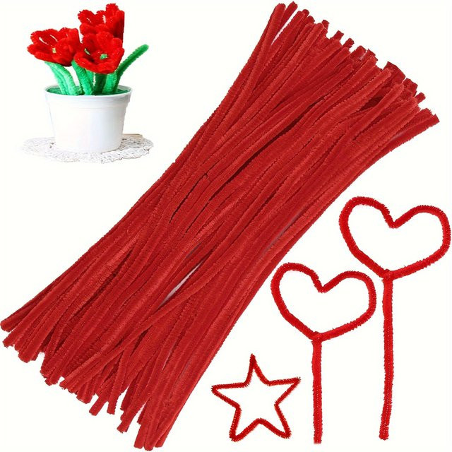 Rote Pfeifenreiniger, Chenille-Stiele, 100-teiliges Set - Bild 1