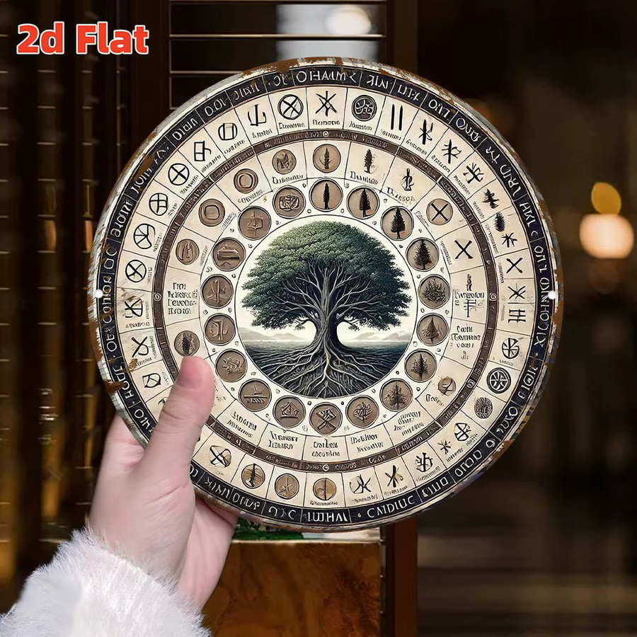 Potdemiel Baum des Lebens Runenrad Wanddeko aus Metall, Durchmesser: 20 cm - Bild 3