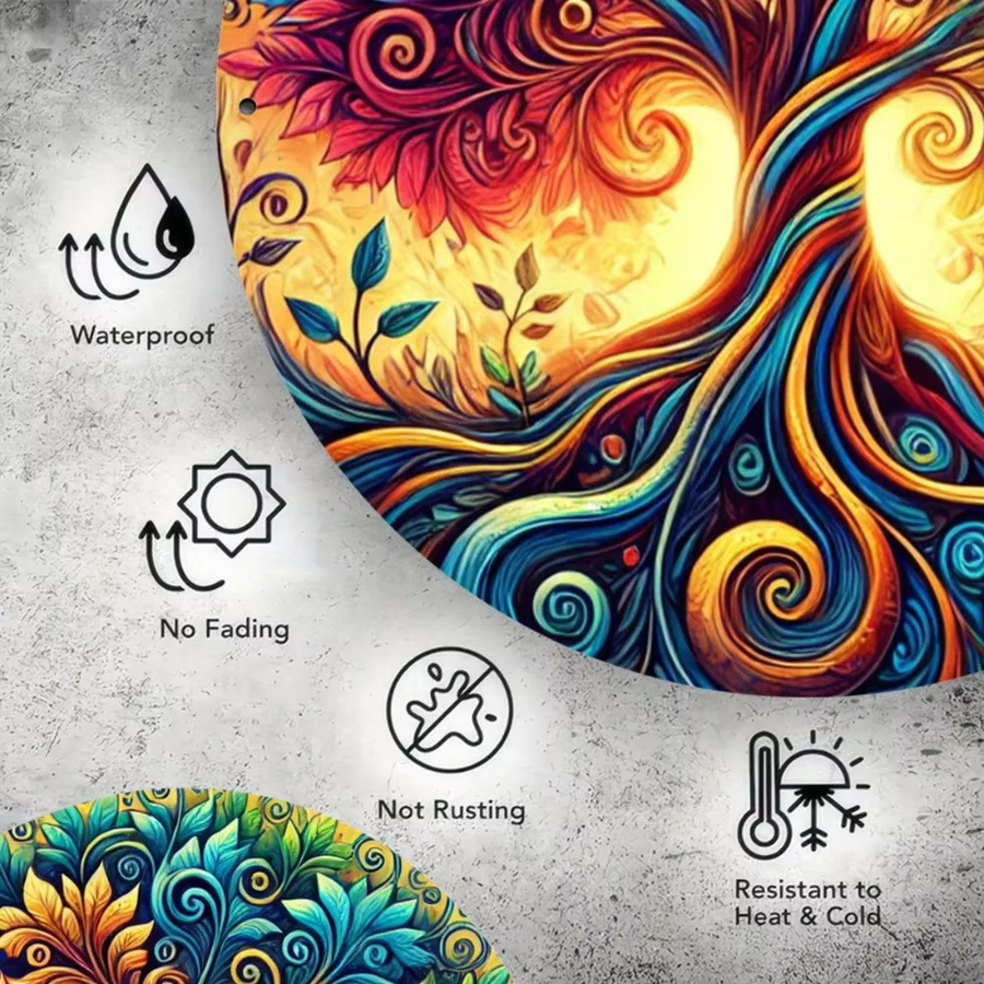 CIFBUY Lebensbaum Wandkunst aus Metall als Mandala-Aluminiumschild in Multicolor, B/H: 20,3 x 20,3 cm - Bild 4