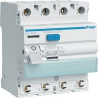 Hager Fehlerstromschutzschalter CDS440D Typ A QuickConnect, 4-polig, 40 Ampere, 30 mA, Blau/Weiß - Bild 1
