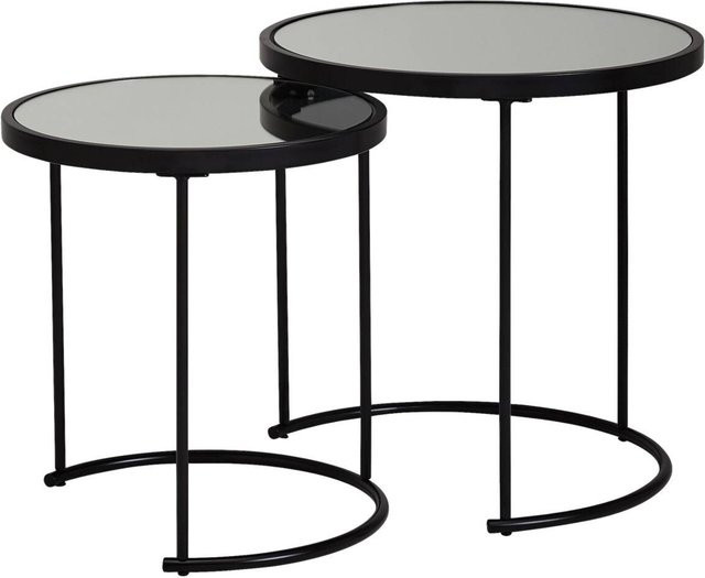 Wohnling Beistelltisch 2er-Set modern mit Glasplatte und Metallgestell in Schwarz - Bild 1